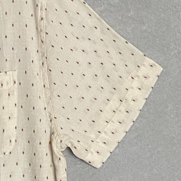 The Normal Brand Men's Small Short Sleeve Button-Up Shirt Dobby Cream NEW - Picture 8 of 11